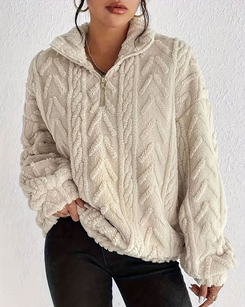 Sweatshirt Doppelseitig Fleece Halber Reißverschluss