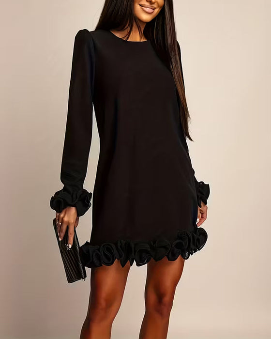 Kleid Puffärmel Gerade Blütenknospe