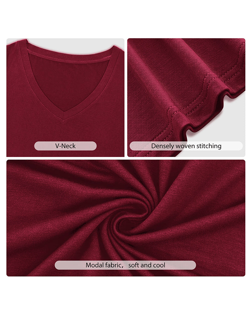 T-Shirt Unregelmäßiger V-Ausschnitt Casual