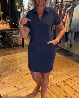 Kleid Revers Reißverschluss