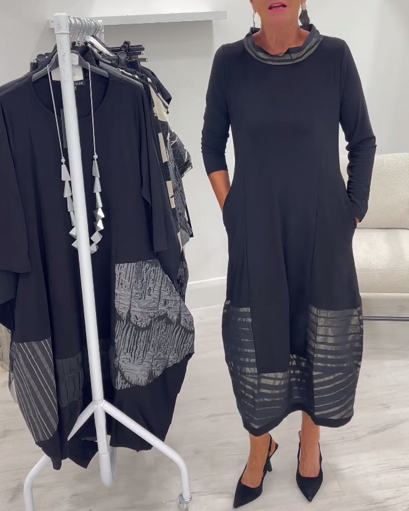 Modisches unifarbenes Kleid mit Abnähern