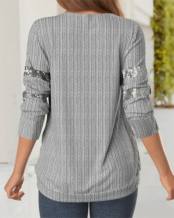 Sweatshirt lässiges Pailletten-Design