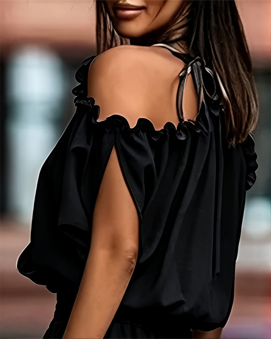 Jumpsuits Einfarbig V-Ausschnitt
