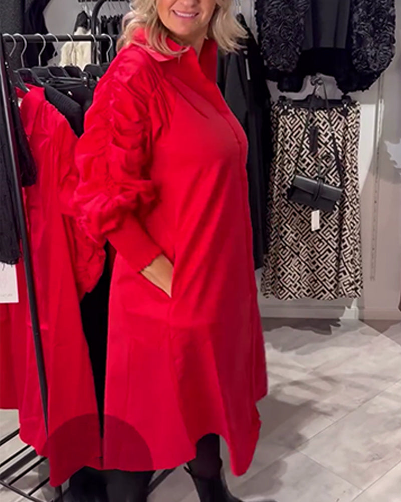 Kleid Revers Mode Hemd