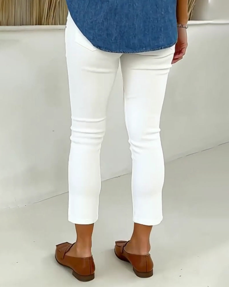 Hose Hochgeschnitten Slim-Fit Gekürzt