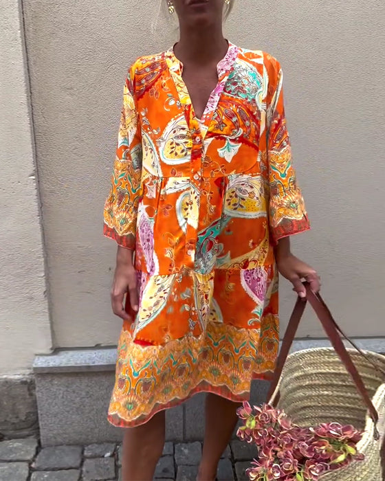 Bohème-Kleid mit Modedruck