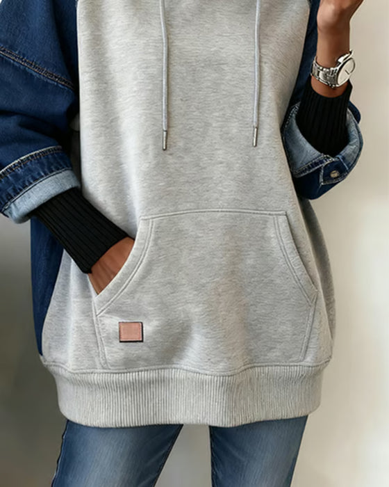 Kapuzenpullover Paneele Kontrastfarbe