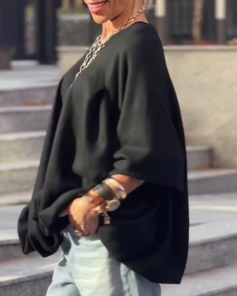 Sweatshirts Unifarben Locker Unregelmäßig