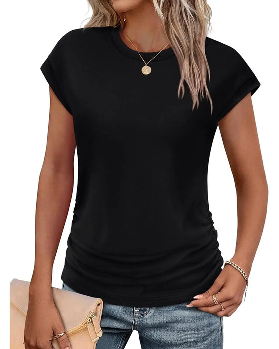 T-Shirt Seite Kräuselung Kurzarm