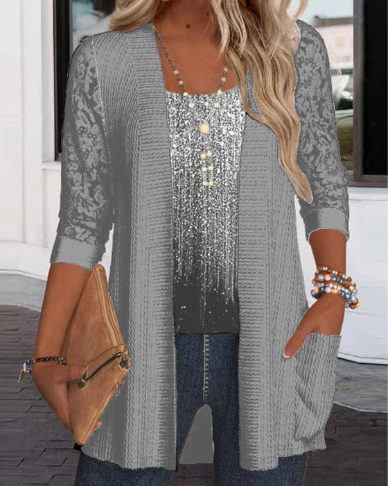 Modisches Oberteil Im Fake-Zweiteiler-Design