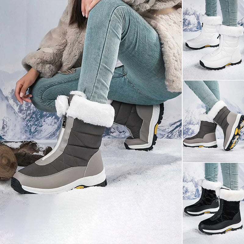 rutschfeste warme Schneestiefel mit Reißverschluss für Damen