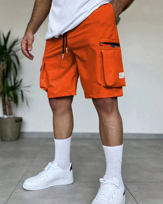 Herren Hose Einfarbig Loose Fit Kurz Cargo
