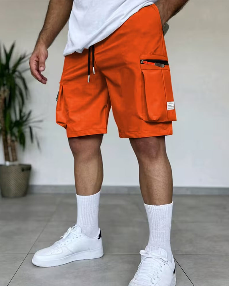 Herren Hose Einfarbig Loose Fit Kurz Cargo