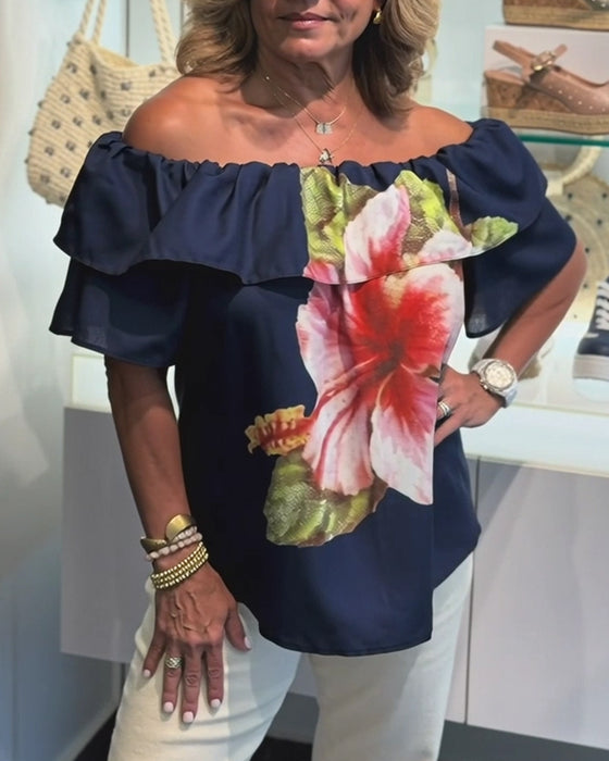 Bluse Blumenmuster Off Shoulder