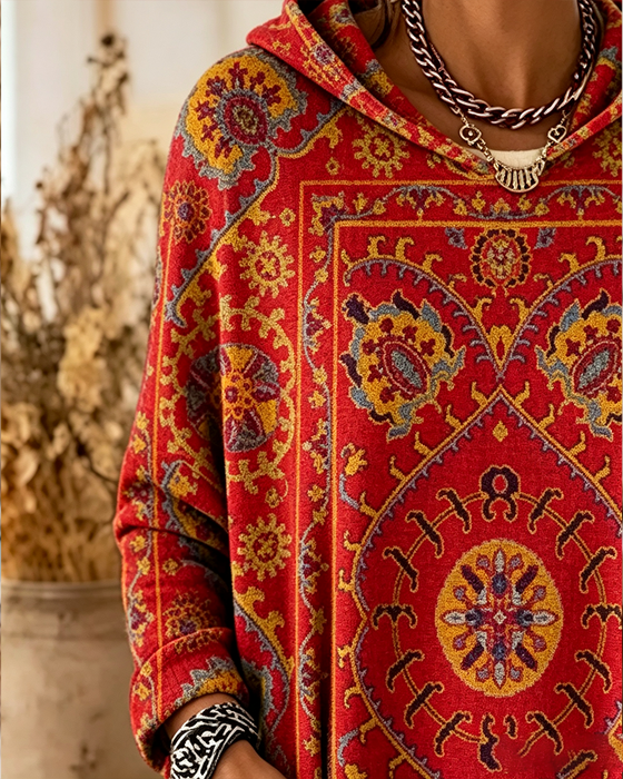 Hoodie Bohemian Druck Mit Kapuze Langlinie