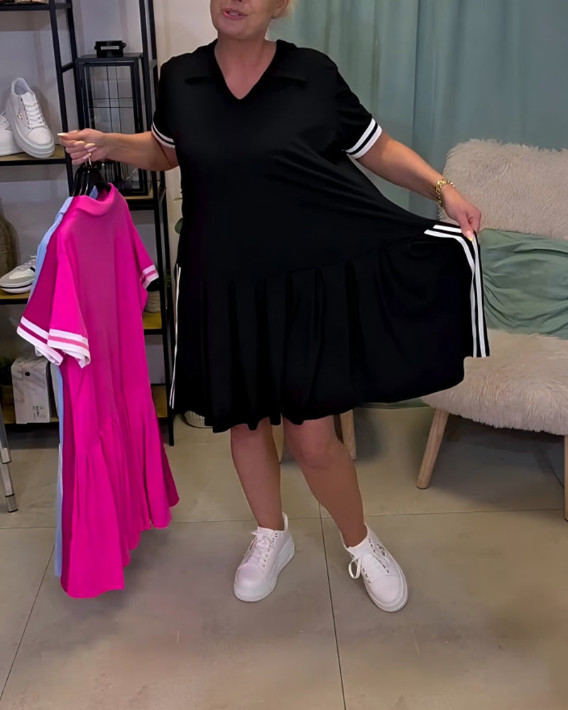 Kleid V-Ausschnitt Colorblock sportlich