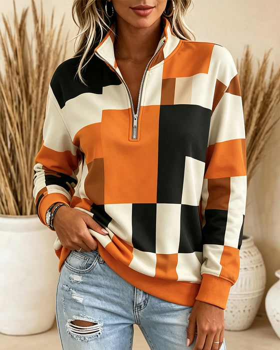 Sweatshirt Langarm Stehkragen