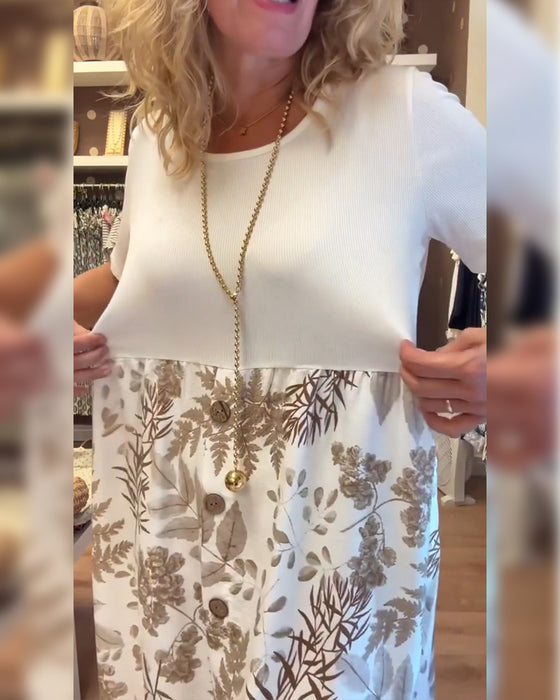 Kleid lässig Temperament bedruckt Rundhals