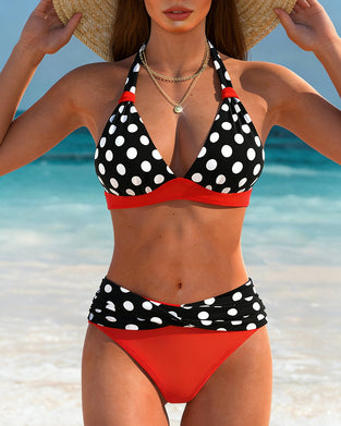 Bikini Tupfen Kontrastfarbe Geteilt