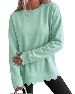 Sweatshirt Scallop Trim Lässig