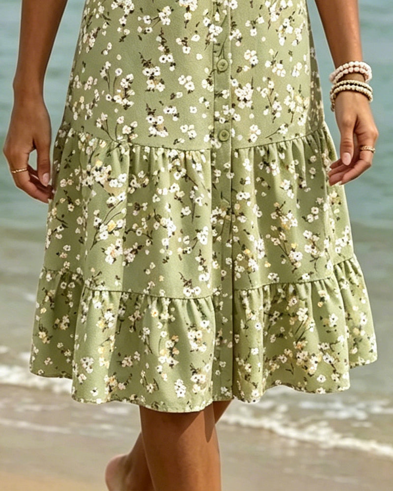 Kleid Blumen V-Ausschnitt Gestuft