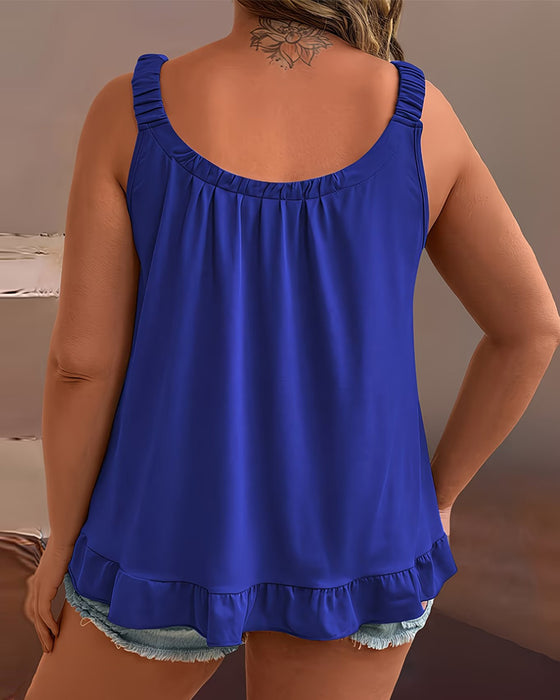 Tanktop Plissiert Rüsche Einfarbig