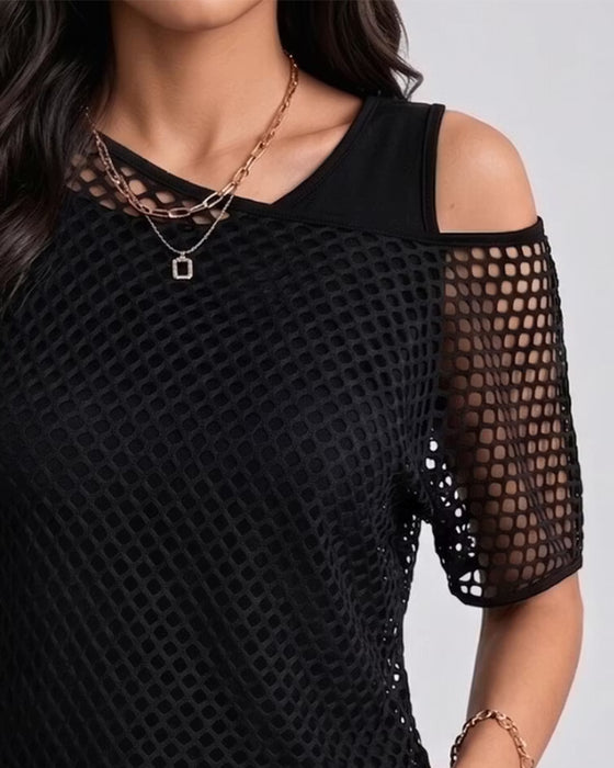 Set Mesh Off-Shoulder Tailliert Tank