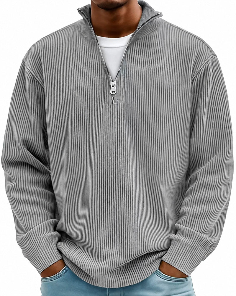 Herren Sweatshirt Reißverschluss Kragen Langer Ärmel