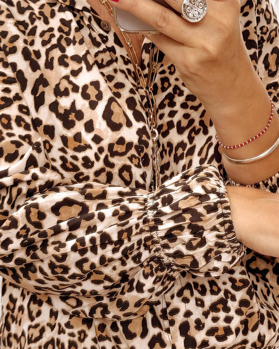 Bluse Langarm modischer Leopardenprint