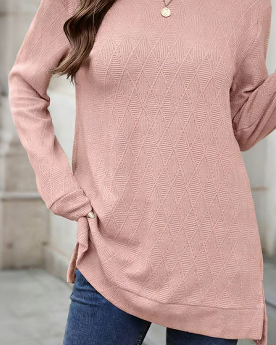 Top Rundhalsausschnitt Diamant-Jacquard