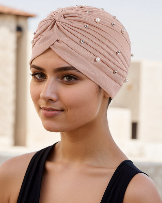 Hut Perle Plissiert Vorgebunden Turban