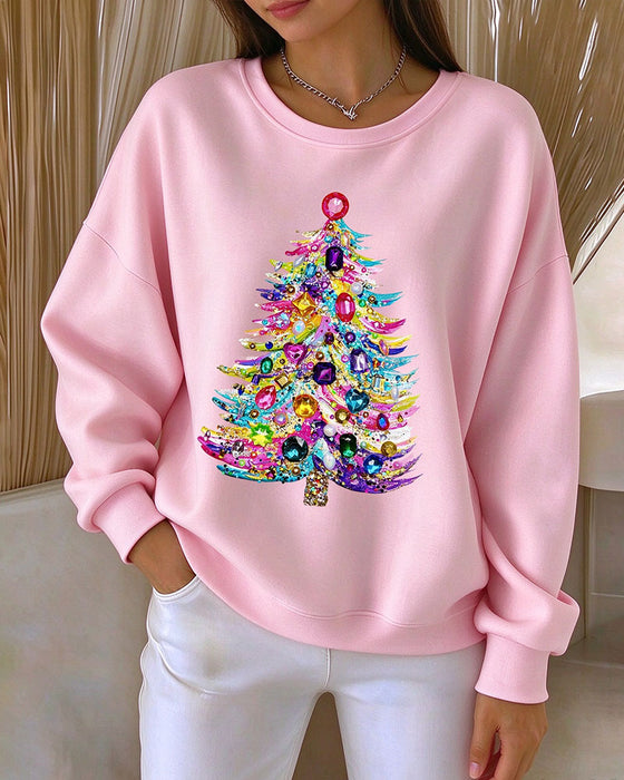 Oberteil Rundhals Pullover Weihnachtsbaum