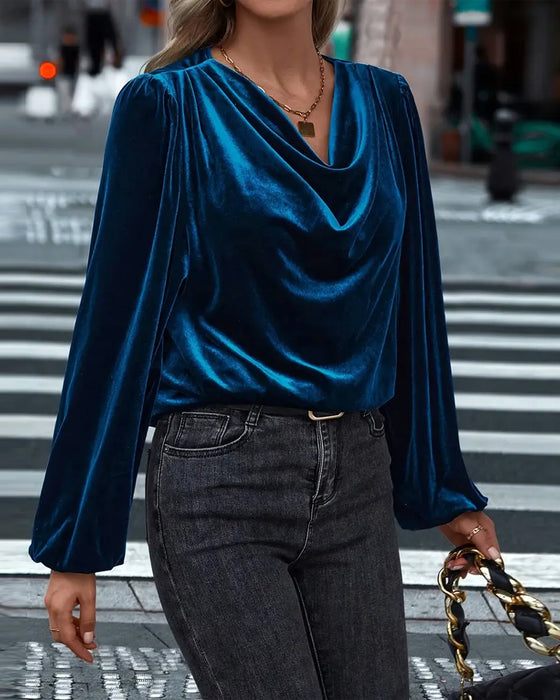 Bluse modisch und elegant mit Drapékragen