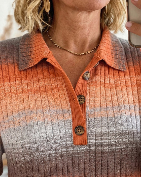 Bluse Ombre Gerippt Langarm