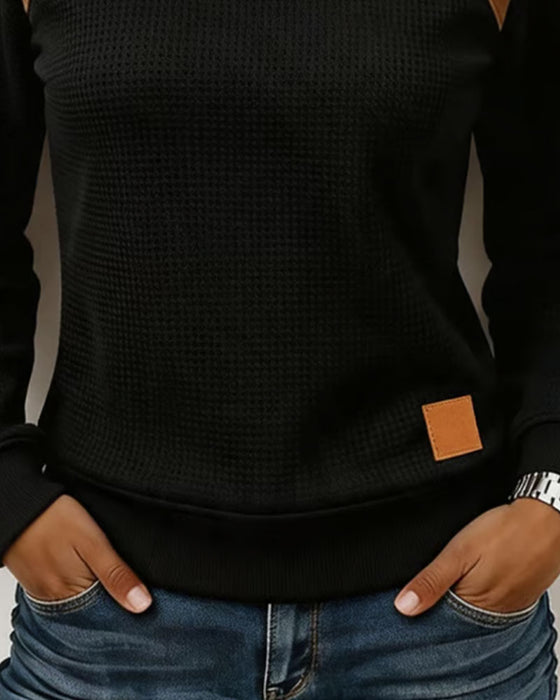 Sweatshirt Schulterknopf Zusammengesetzt Mockkragen