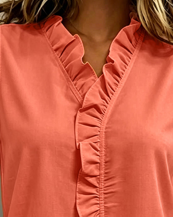 Tank Top Rüsche Ärmellos