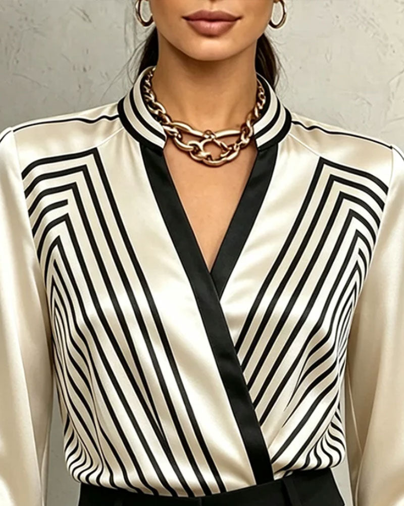 Bluse Gestreift Trendy Langarm