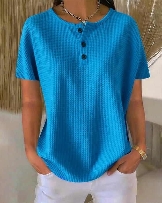 T-shirt Knopfleiste V-Ausschnitt Leger