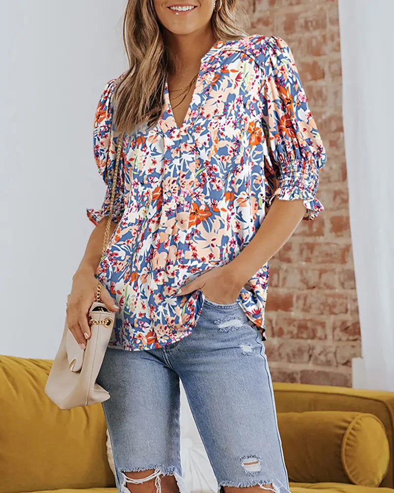 Bluse elegant kleiner Blumenprint