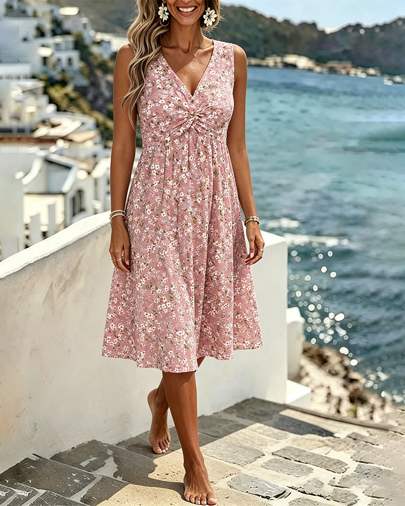 Kleid Lässig Blumen Ärmellos