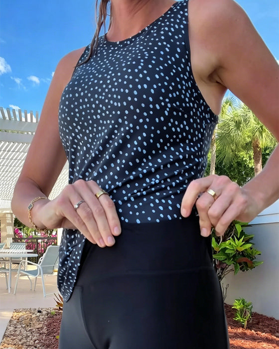 Tankini Rundhals Ärmellos Gepunktet