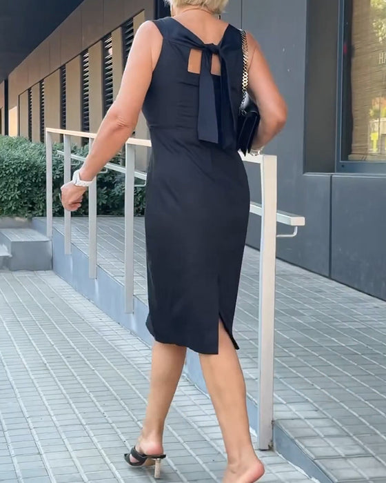 Kleid Quadratausschnitt Einfarbig