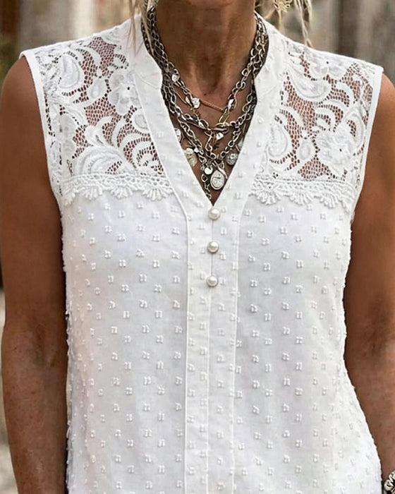 Tank Top Spitze Jacquard Ärmellos