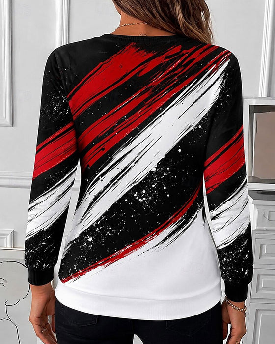 Hoodie Graffiti Print Reißverschluss Pullover