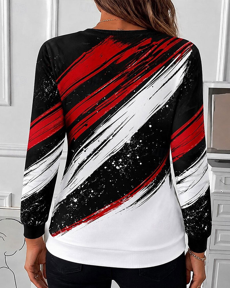 Hoodie Graffiti Print Reißverschluss Pullover
