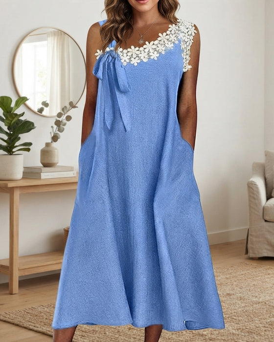 Kleid Ein Schulter Spaghettiträger Krawatte Tasche