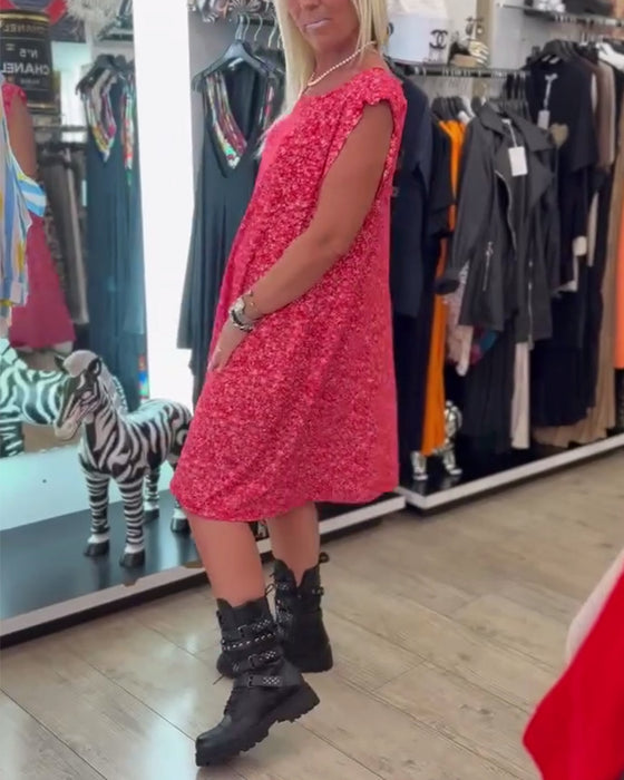 Kleid Lotusblatt Ärmel Blumig