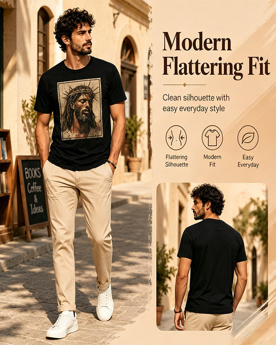 T-Shirt Herren Vintage Schwarz Druck