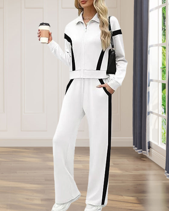 Zweiteilig Set Mit Sporty - Casual Stil Merkmalen Von Jacke Und Hosen