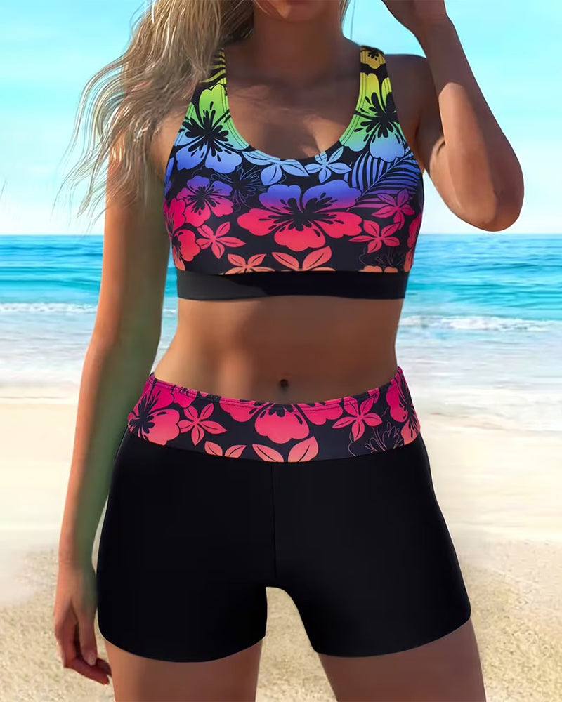 Bikini Sportlich Boyleg Bedruckt